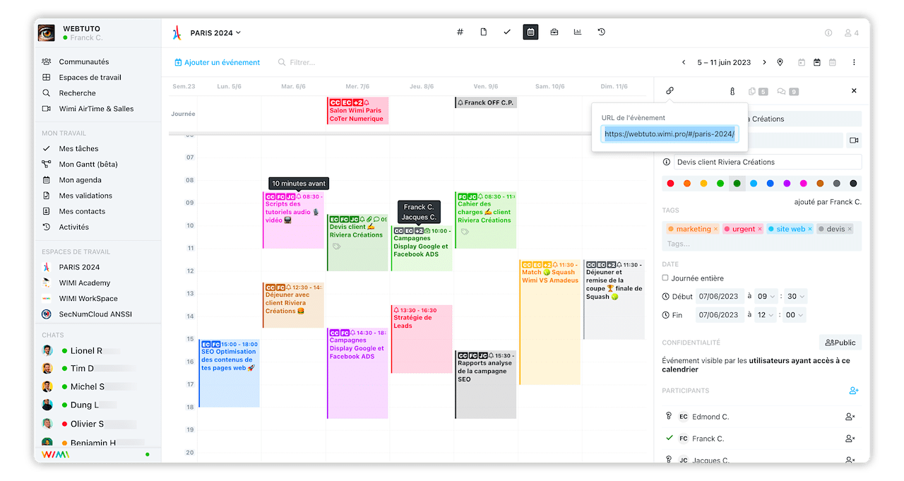 4 planning et agenda partage wimi teamwork - Wimi