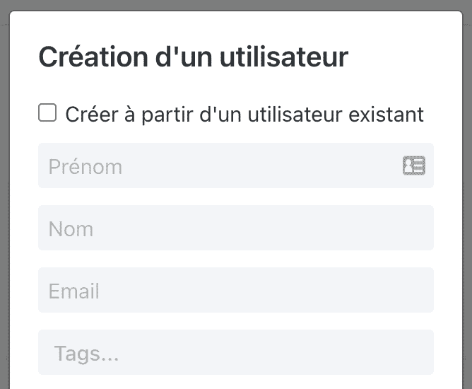 creation utilisateur ajout tag