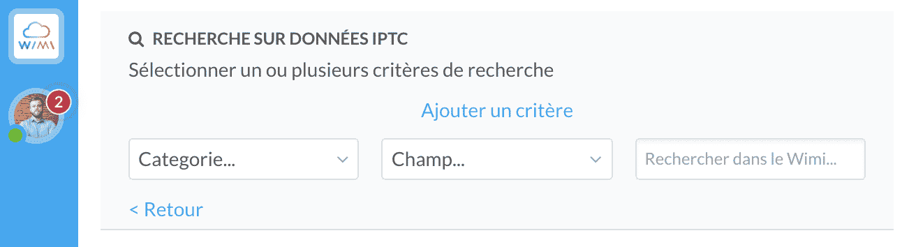 recherche sur champs iptc wimi